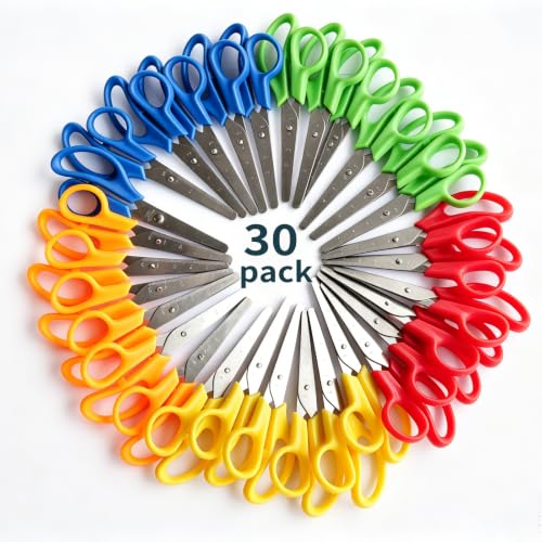 30Packs5'' Scissors 30 Pack 5 Inch Small Scissors, 5'' Blunt Tip Craft Scissors for Student Teacher, Scissors for Preschool Classroom Office Home, School Supplies Craft Cutting Paper