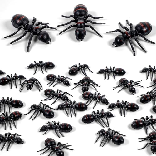 30 PCS Big Plastic Ants, 1.6" Black Ant Realistic, Black Plastic Mock Reptile Insects, Halloween Prank Props for Party Decoration Supplies April Fool's Day Props