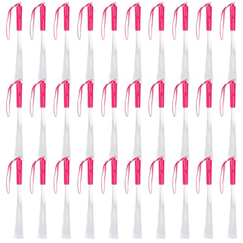 30 Pcs LED Fiber Optic Wands, Multi Color Glow Sticks, 10.2 in / 26 cm Light Up Wands Bulk with Lanyards for Wedding, Concert, Parties, Celebrations, Party Favors, Night Events, Indoor Use