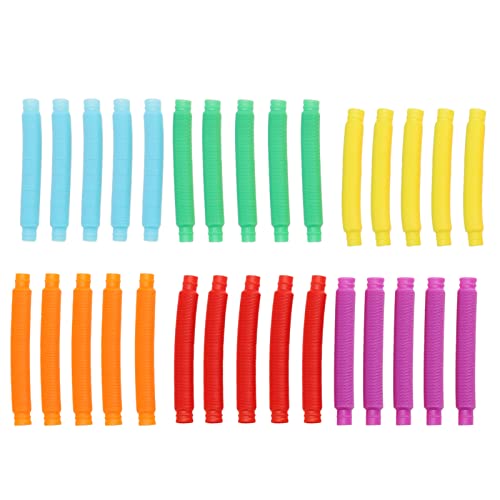 30 Pcs Pop Tubes Sensory Toy, Stretchable Bendable Pull Tube for Kids and Adults, Multi - Color Sensory Fidget Tube with Satisfying Pop Sound, for Autism ADHD Therapy and Stress Re