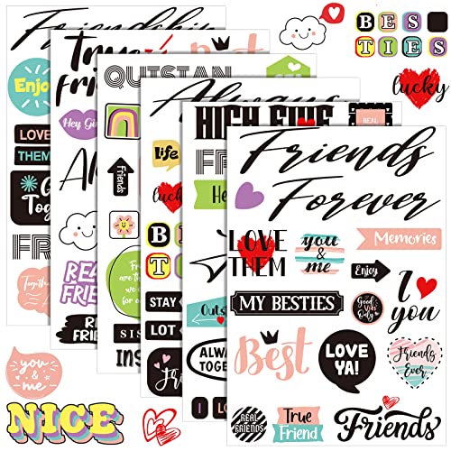30 Sheet Family Friend Theme Scrapbooking Sticker Decals 500 Pieces Waterproof Vinyl Happy Memories Sticker Decor for Album Art Project Embellishment