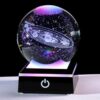 3.15" K9 Crystal 3D Solar System Ball with Black LED Colorful Lighting Touch Base, Engraving Solar System Star Planet Model Decor, Science Universe Astronomy Gifts for Astronomy Lovers