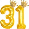 31 Balloon Numbers 40 inch Gold Number Balloon for 31th Birthday Decorations for Men Women, Giant Jumbo Foil Mylar 31 Birthday Balloons