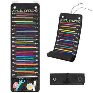 32-Pocket Pencil Parking for Classroom, Hanging Pencil Holder Wall Organizer