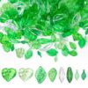 320 Pcs Green Leaf Beads -Transparent Leaf Charms for Jewelry Making DIY