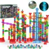 325 PCS Motorized Marble Run Building Set, Marble Maze Race Track with Electric Spiral Elevator & Glow Marbles, STEM Construction Toy Gift for Boys Girls Ages 6+