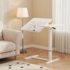 32" Desk Converter Height Adjustable, Sit to Stand Riser for Dual Monitor Laptop Workstation, Standing Computer Desk with Keyboard Tray - White (Bedside Desk/Metal Holder (White))