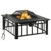 32 Inch Outdoor Fire Pit, Large Steel Backyard Fireplace with Mesh Cover and Poker, Portable Wood Burning Fire Pit for Patio, Garden, and Camping