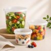32 oz Deli Containers with Lids, 48 Pack, BPA Free Clear Food Storage Containers, Leak Resistant Round Plastic Soup Containers, Microwave/Freezer/Dishwasher Safe