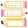 32Pack Pencil Shape Number Line Dry Erase Board Cards 14" x 4" Double Sided Writable and Erasable Number Line Boards -10-10 on One Side and 0-20 on Other Side Math Manipulatives for Classroom Students