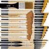 32Pcs Professional Wooden Handle Art Brush Set Nylon Bristles Paint Brush for Oil Watercolor Acrylic Gouache Painting Wooden Handle Art