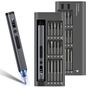 34-in-1 Precision Electric Screwdriver Set, Mini Cordless Magnetic Screwdriver with 30 S2 Steel Bits, 4 Torque Settings, USB-C Rechargeable Electronics Repair Tool Kit for iPhone Laptop PC Camera
