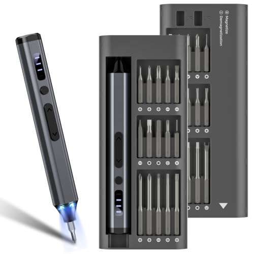 34-in-1 Precision Electric Screwdriver Set, Mini Cordless Magnetic Screwdriver with 30 S2 Steel Bits, 4 Torque Settings, USB-C Rechargeable Electronics Repair Tool Kit for iPhone Laptop PC Camera