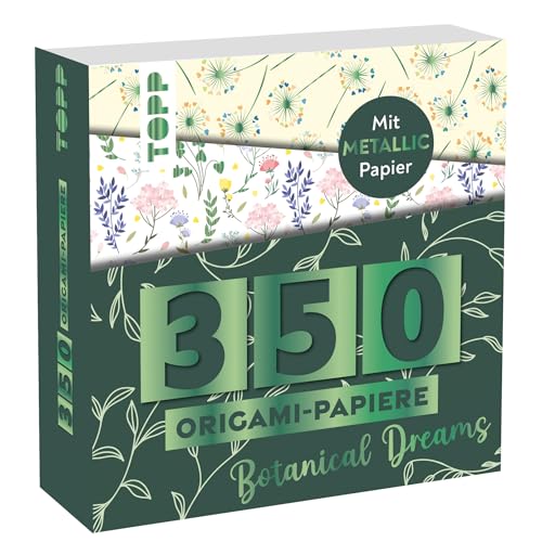 350 Origami Pad Floral Motifs: 350 Folding Papers (14 x 14 cm, 80 g/m²), in 25 Designs, of which 50 Papers with Metallic Foil, 20 Pages Origami Basic Course, Soft Cover (Origami Blocks/Folding Sheets)