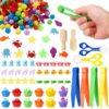350Pcs Summer Ocean Sensory Bin Filler Fine Motor Toys Counting Sorting Set
