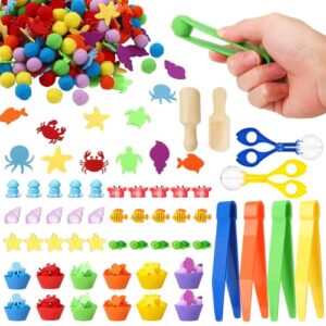 350Pcs Summer Ocean Sensory Bin Filler Fine Motor Toys Counting Sorting Set