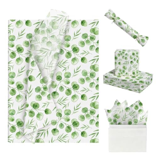 35 Sheets Floral Tissue Paper, 20x14in Flower Tissue Paper for Gift Bags Gift Wrapping, Crafts, Decoupage Art Packing Supplies for Weddings, Birthdays, Holidays Decor-Fresh Green