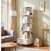 360° Rotating Bookshelf with Storage Drawer & Corner Bookshelf White