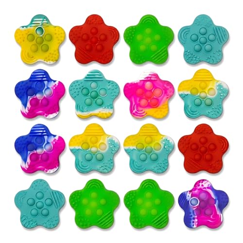 36Pcs4inches RandomColor Pop Fidget Toys Set - Dual Function Sensory Stone Texture Center with Bubbles, Premium Silicone Fidget Set Autism Stress Relief,Calming Toys forStudents, Birthday Party Favors