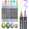 36 Pcs Acrylic Paint Markers, 12 Colors Dual Tip Metallic Paint Pens Sets