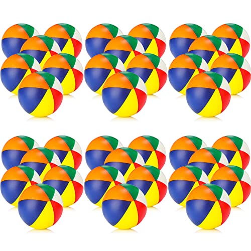 36 Pcs Beach Stress Ball 2.5 Inch Summer Mini Stress Relief Balls Rainbow Squeeze Toys Pu Foam Squeezy Toy for Girls Boys Adults Beach Birthday Party Favors Water Pool Games(Multicolor)