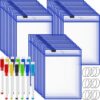 36 pcs Job Ticket Holders, Dry Erase Pockets Shop Ticket Holders Work Order Holder Pockets Clear Dry Erase Sleeves, 14 * 10 Both Sides Clear for Work, Office, Classroom Organization(Blue)