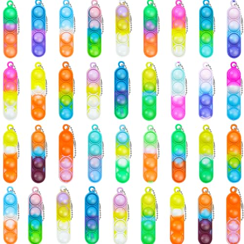 36 Pcs Pop Its Keychain Kids Valentines Party Favors Pop Its Fidget Keychain Birthday Valentines Party Favors for Kids Mini Pop Its Fidget Toys Bulk for Kids Goodie Bag Stuffers Classroom