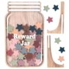 36 Pcs Star Reward Jar, Wooden Positive Incentive Behavior Chart with Colorful Stars, Fun Learning and Chores Encouragement, 9.8 x 5.9 in, for Youngsters, Classroom Use