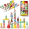 36 Pcs Wooden Stacking Rocks Stones Building Blocks Sensory Toddler Toys