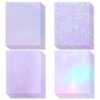 36 Sheets Holographic Sticker Paper, Overlay Lamination Sticker Paper Self Adhesive Waterproof - Gem, Dot, Colorful, Star Patterns(Holographic Transparent)