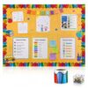 36" x 24" Large Felt Bulletin Board Self Adhesive with Colorful Borders Classroom Felt Bulletin Board Background Decorations for Back to School Wall Decor DIY Craft, Mustard Yellow