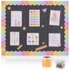 36" x 24" Large Felt Bulletin Board Self Adhesive with Scalloped Borders Classroom Felt Bulletin Board Background Decorations for Back to School Wall Decor Teacher DIY Craft, Black