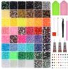 38000 Pcs 3mm Flatback Rhinestones for Bedazzling, 48 Color Resin Gems with 3 Craft Glue Tubes and Storage Box for Clothes, Nails, Tumblers, Shoes, Phone Cases and DIY Crafts