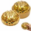 3.94" Gold Foil Squishy Squeeze Toy with Steamer Box, 2pcs Cute Soft Sensory Fidget Toy for Stress & Anxiety Relief, Thoughtful Gift