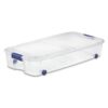 39.5" Clear Rolling Under-Bed Storage Bin with Blue Latch and Wheels