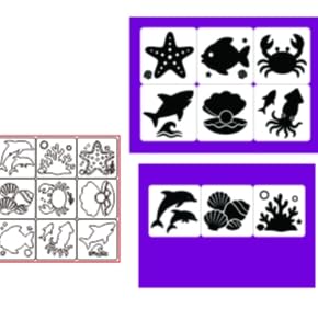 39 PCS Ocean Animal Drawing Stencils for Kids 8 Inch Sidewalk Chalk Stencils Painting Large Washable Reusable Sea Animal Themed Primary Shape Template for Kids Toddlers Preschool