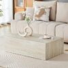 39" Wood Grain MDF Modern Coffee Table, Storage Center Table with No Assembly Design, Coffee Tables with Delicate Surface for Living Room Sofa Corner, Wood