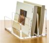 3 Compartments Clear Acrylic Mail Holder, Vertical Letter Holder & File Sorter, Multifunctional Desk Storage Rack for Bills Documents Office Home Supplies