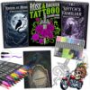 3 Dark Gothic Tattoo Coloring Books for Women & 36 Colors Dual Tip Markers