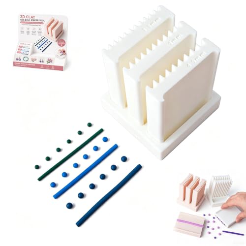 3D Clay Gel Ball Maker Tool | 2mm to 6mm Polymer Clay Bead Rolling Tool for Uniform Mini Spheres | Clay Shaping Mold for Jewelry Making Earrings Bracelets Charms and Craft Details (White, 3.5-4.5mm)