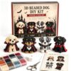 3D Halloween Dog DIY Art Set, DIY Beaded Puppy Craft Kit with 4 Halloween Dog Designs, Tiny 3D Beaded Animal DIY Kit for Beginners, Adults, Home Desk Decor (#D)