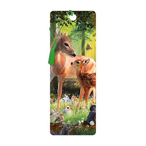 3D LiveLife Bookmark - Deer at Dawn from Deluxebase. Cute Lenticular Deer Page Marker. Animal Themed Accessories for Book Lovers. Small Gifts for Men, Women, Writers and Teachers.