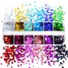 3D Love Heart Sequins Glitter Flakes Colorful Nail for Sparkle Glitter Sticker Decals Nail Art Decorat Love Heart Shape Epoxy Resin Filling Sequins
