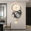 3D Modern Art Wall Clock, Silent Quartz Decorative Clock with LED Light, Crystal Porcelain Dial, Contemporary Home Wall Decor for Living Room, Bedroom, Office