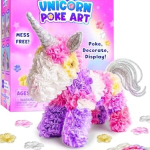 3D Poke In Art Kit - Mess-Free Poke In Art for Kids, Unicorn Craft, Birthday Gifts For Girls Ages 4 5 6 7 8 9 10, Art & Craft Kits For Kids Ages 4-8, Floral Decorating Kids Arts And Crafts Ages 4-8