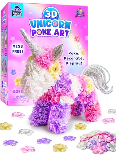 3D Poke In Art Kit - Mess-Free Poke In Art for Kids, Unicorn Craft, Birthday Gifts For Girls Ages 4 5 6 7 8 9 10, Art & Craft Kits For Kids Ages 4-8, Floral Decorating Kids Arts And Crafts Ages 4-8
