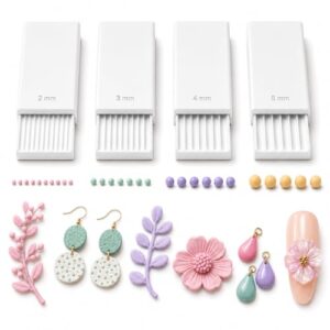 3D Print Clay Gel Ball Maker Tool, Polymer Clay Bead Roller with 2mm 3mm 4mm 5mm Grooves, Clay Ball Shaper for Nail Art, 3D Flowers, Earrings and Mini Jewelry Crafts, White