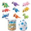 3D Printed Articulated Dinosaur Figurines with Hatching Egg, Flexible Decor Set, 9PCS Collectible Dinosaur with Storage Egg, Stress Relief Fidget Ornament for Adults & Teens, Unique Display & Gift