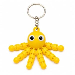 3D Printed Articulated Octopus Keychain (Yellow)