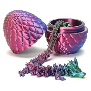 3D Printed Dragon with Surprise Egg,Surprise Dinosaur Eggs Fidget Toys for Kids, Birthdays, Halloween Christmas Decorations Gifts Indoor Outdoor for Girls Boys (Yellow&Green)